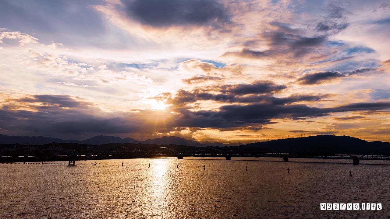 作品：みず：夕暮れの木曽川 20200807